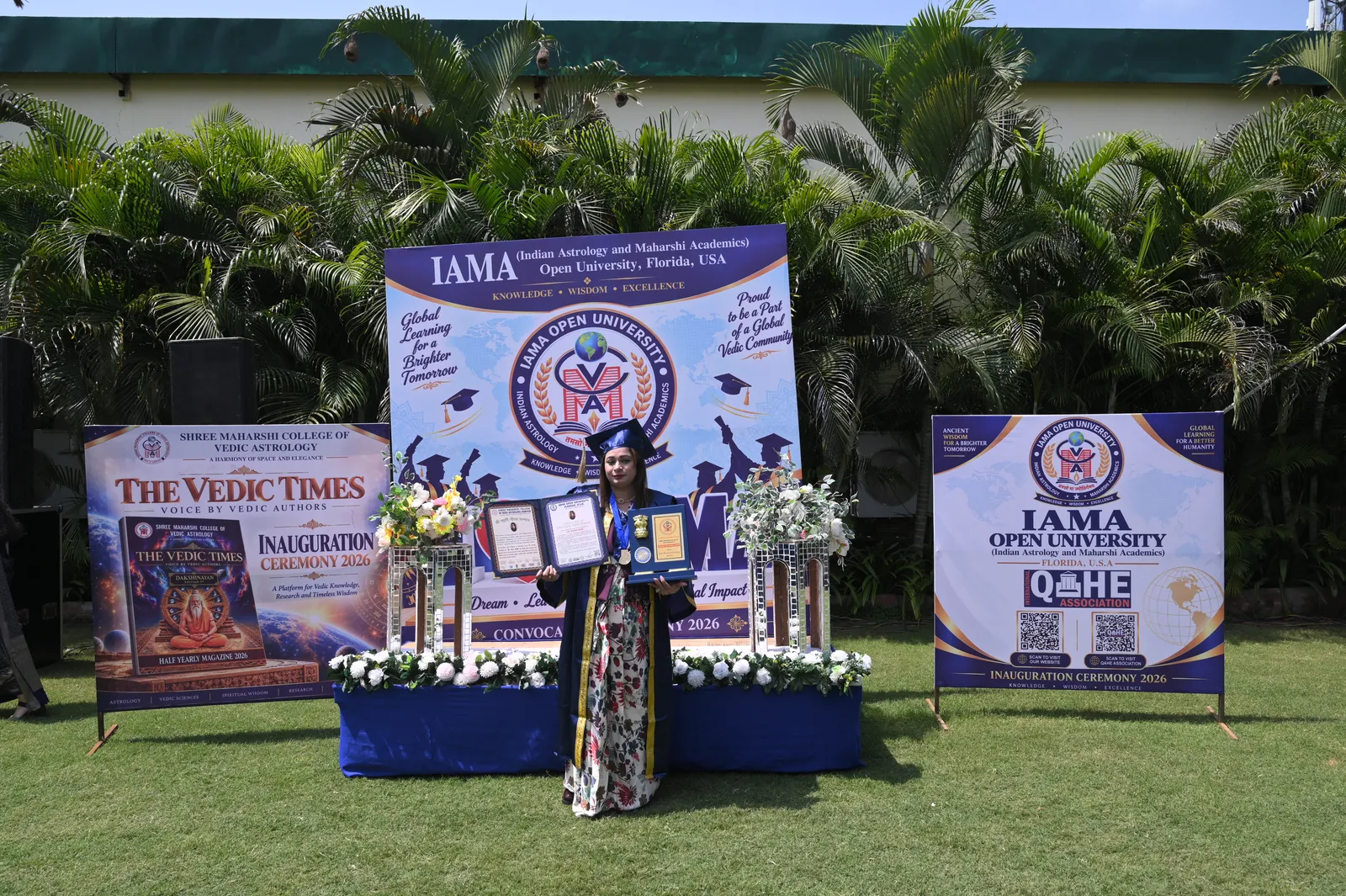 Wide view of the convocation stage, IAMA Open University, Florida, USA